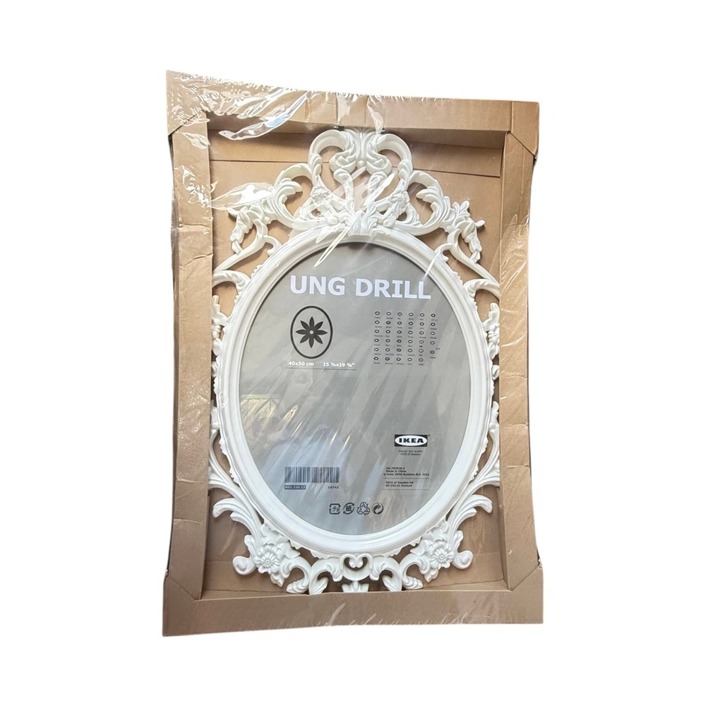 IKEA UNG DRILL Picture Frame White Victorian Oval Style 23x33 New Sealed Wedding